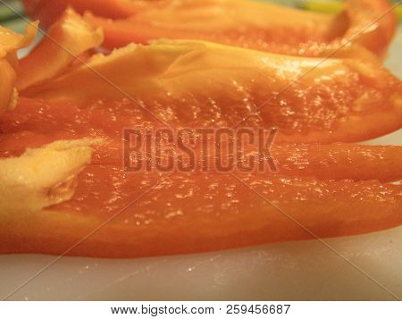 Red Pepper Cut On A White Board