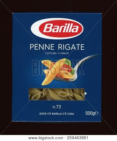Parma, Italy - Circa September 2018: Barilla Penne Rigate Italian Pasta
