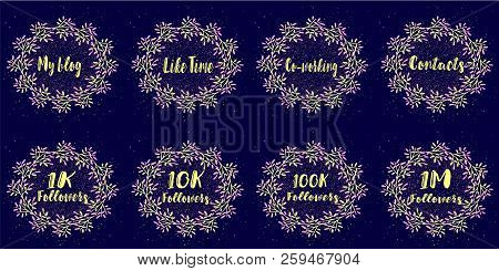 A Large Collection Of Vector Flat Icons For A Blog Or Online Store. Statistics Of Followers And Fash