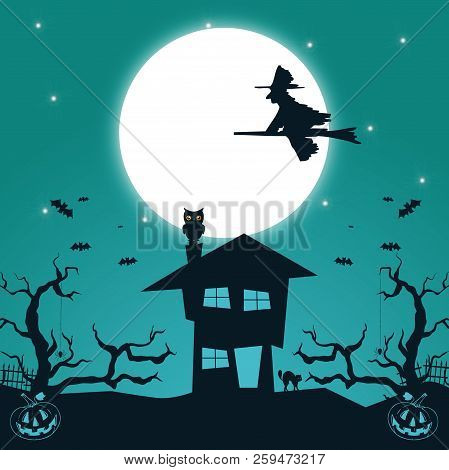 Halloween Party. Vector Illustration. Flyer Or Invitation Template
