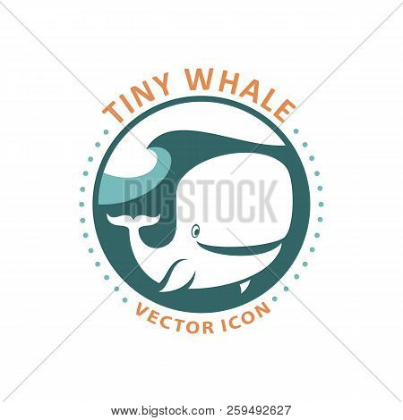 Cute Tiny Whale Cartoon Character Round Icon