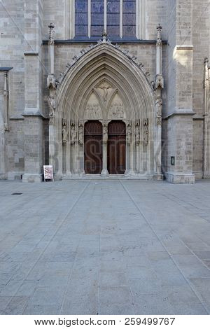 The Main Door Of The Church Called Minoritenkirche In Vienna.