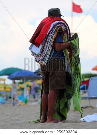 African Hawker On The Beach In Summer