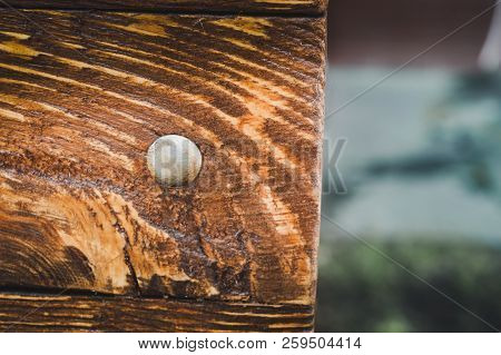 A Piece Of Wood With Iron Nail In The Middle