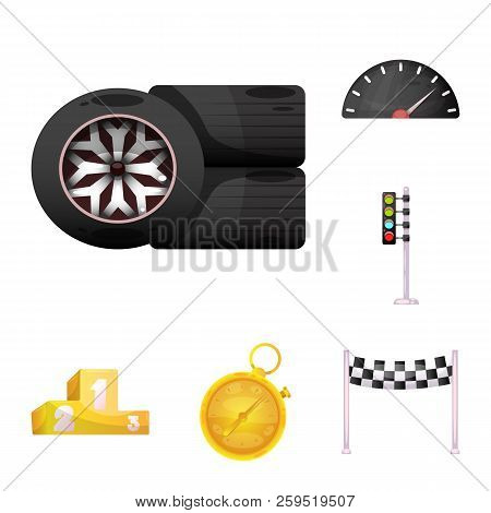 Vector Illustration Of Car And Rally Symbol. Set Of Car And Race Vector Icon For Stock.