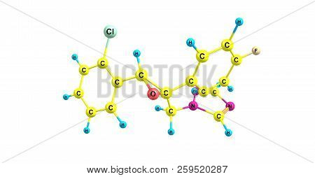 Epoxiconazole Molecular Structure Isolated On White