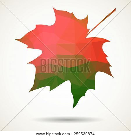 Maole Leaf In Triangular Style With Dropped Shadow.