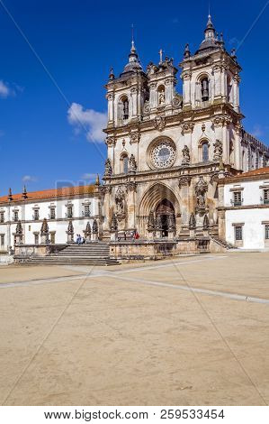 Alcobaca, Portugal. Monastery of Alcobaca Abbey, a masterpiece of the Medieval Gothic architecture. Cistercian Religious Order