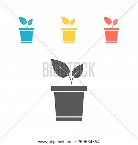 Flower Pot, Plant Pot, Seedling, Sapling Icon. Vector Illustration.