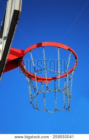 Basketball Fly Going Into The Ring Net, Sport