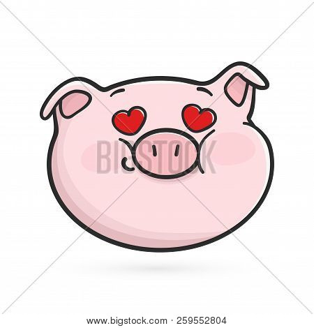 Fall In Love Emoticon Icon. Emoji Pig