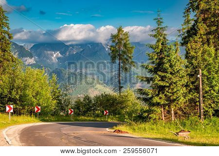 Breathtaking Road To Tatra Mountains At Sunset In Poland