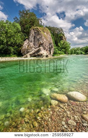 Turquoise Bialka River In The Pieniny Mountains In Sunny Day