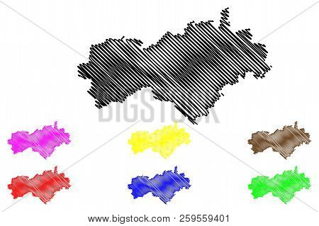 Mari El (russia, Subjects Of The Russian Federation, Republics Of Russia) Map Vector Illustration, S