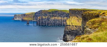 Panorama Of The Cliffs In Cliffs Of Moher