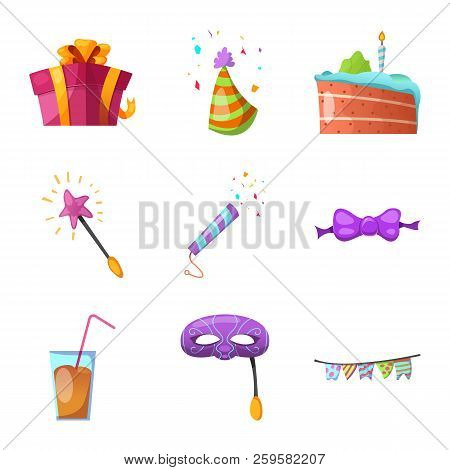 Vector Illustration Of Party And Birthday Icon. Collection Of Party And Celebration Stock Symbol For