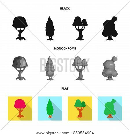 Vector Design Of Tree And Nature Icon. Set Of Tree And Crown Vector Icon For Stock.