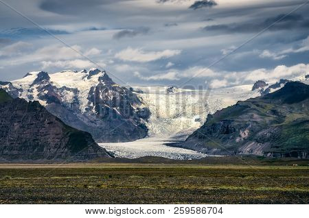 Landscape View Of Vatnajokull Glacier And Mountains, Iceland