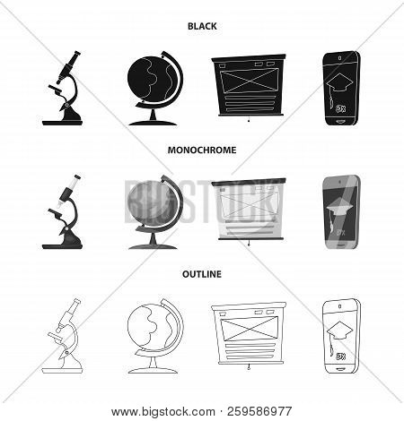 Vector Illustration Of Education And Learning Sign. Set Of Education And School Vector Icon For Stoc