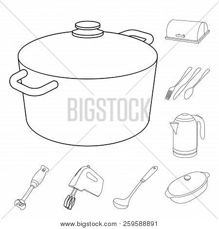 Vector Illustration Of Kitchen And Cook Logo. Set Of Kitchen And Appliance Vector Icon For Stock.