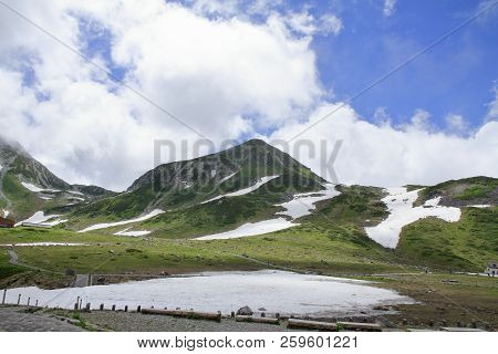 Tateyama Mountain Range With Snow In Summer In Toyama, Japan