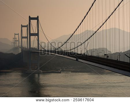 Kurushima-kaikyo Bridge At Sunrise - Imabari City, Ehime Prefecture, Japan