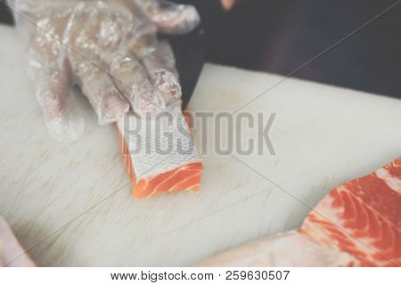Asian Chef Slice Japanese Food Sashimi Salmon