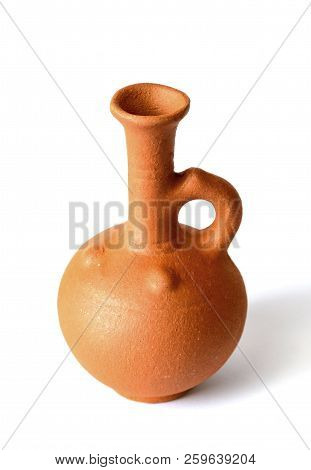 A Clay Wine Jug On A White Background, Isolated