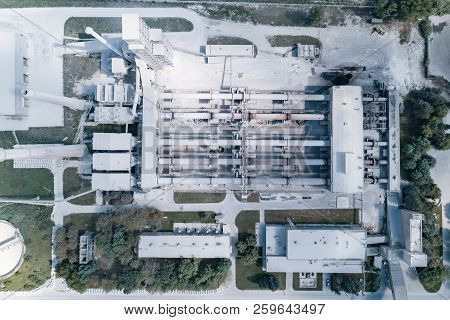 Plant For The Production Of Cement, Clinker And Gypsum. Tubular Rotary Kilns. Aerial Photography, Vi