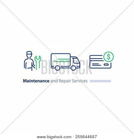 Maintenance And Repair Services, Repairman With Spanner, Installation Worker, Technical Engineer, De