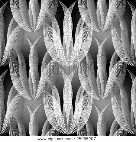 Abstract Modern Ornamental Floral Vector Seamless Pattern. Monoc