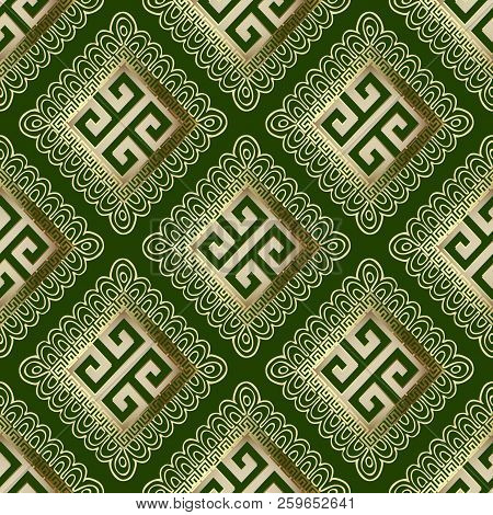 Abstract Geometric Lace Greek Vector Seamless Pattern. 3d Orname