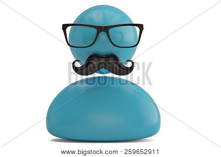 Glasses And Mustache Icon Isolated On White Background 3D Illustration.