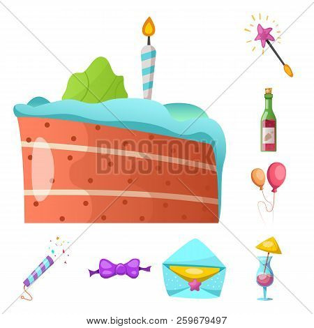 Vector Illustration Of Party And Birthday Logo. Collection Of Party And Celebration Stock Vector Ill