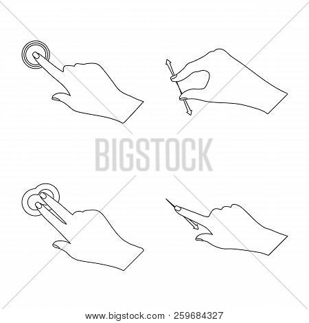 Vector Illustration Of Touchscreen And Hand Icon. Set Of Touchscreen And Touch Vector Icon For Stock