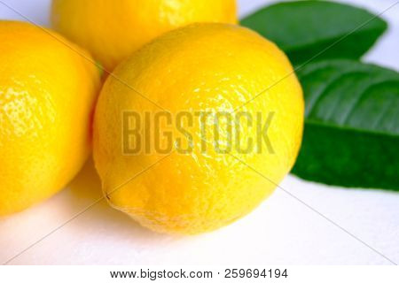 Lemon On White Background, Closeup Lemon Isolated,