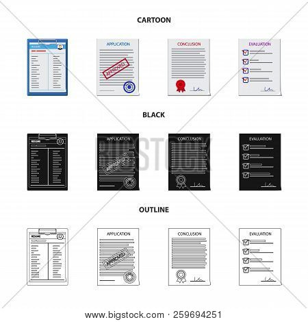 Vector Illustration Of Form And Document Sign. Collection Of Form And Mark Vector Icon For Stock.