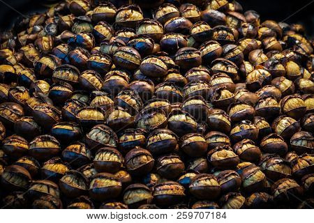 Bunch Of Roasted Chestnuts At Street Wendor