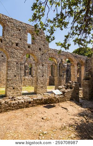 Butrint, Albania- 29 June 2014: Remains Of A Christian Basilica From The 6th Century In Buthrotum, A