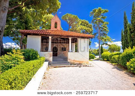Chapel In Mediterranean Park Of Lovran View, Opatija Riviera Of Croatia