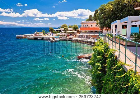 Lovran Lungomare Sea Walkway View, Kvarner Bay Of Croatia