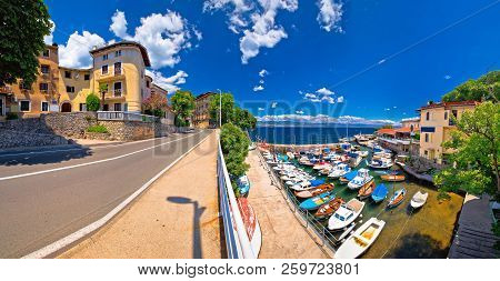 Town Of Lovran Waterfront Panoramic View, Opatija Riviera Of Croatia