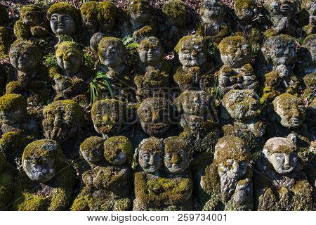 Kyoto, Japan - 07 Feb 2018: Kawaii Little Buddhas Statues In Otagi Nenbutsu-ji Temple In Kyoto Tight