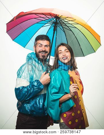 Couple Wearing In Autumn Clothes. Surprised Couple On Autumn Clothes Discounts. Happy Couple In Love