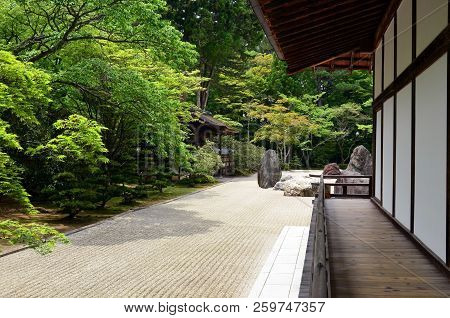 Mount Koya, Japan - June 13, 2010: Japanese Rock Garden In Kongobuji Temple