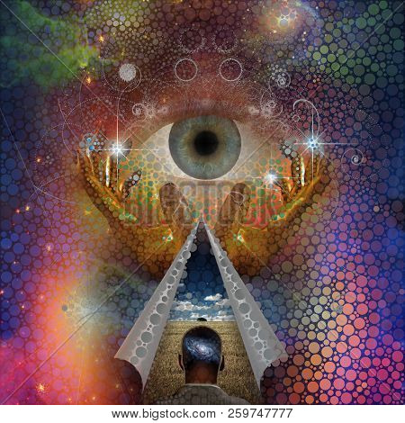 Abstract painting, human thoughts. Faith in God. 3D Rendering