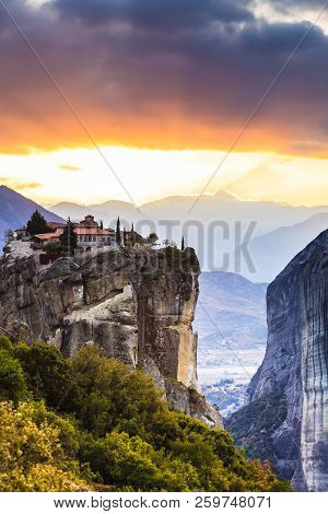 Monastery Of The Holy Trinity On Cliff. Greek Destinations. The Meteora Monasteries, Greece Kalambak