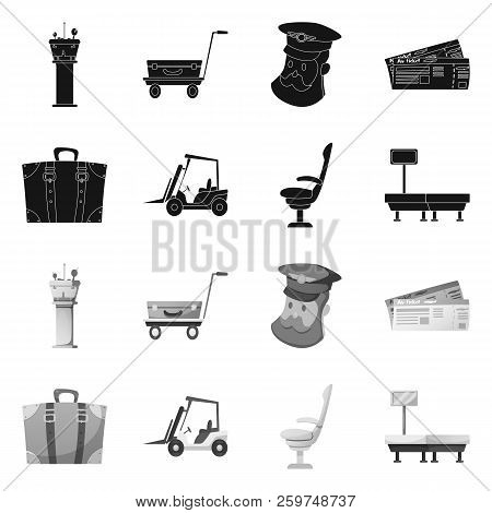 Vector Illustration Of Airport And Airplane Icon. Set Of Airport And Plane Vector Icon For Stock.