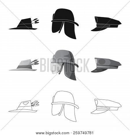 Isolated Object Of Headgear And Cap Logo. Collection Of Headgear And Accessory Stock Vector Illustra