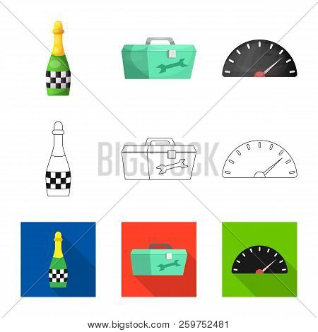 Vector Illustration Of Car And Rally Logo. Set Of Car And Race Stock Vector Illustration.